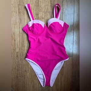 CUPSHE hot pink one piece bathing suit swim size MEDIUM Tummy Control. 1463